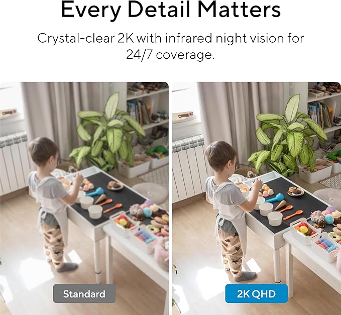 ULTICAM Dot 2K QHD Wireless Smart Security Camera, 170° Wide Angle, AI Human Detection, 2 Way Audio, Night Vision, Free 7 Day Cloud Storage, Indoor/Outdoor, 2.4Ghz Only