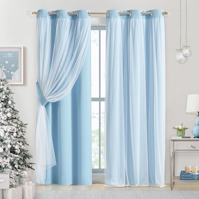Bujasso Sky Blue 80% Blackout Curtains - Image 9