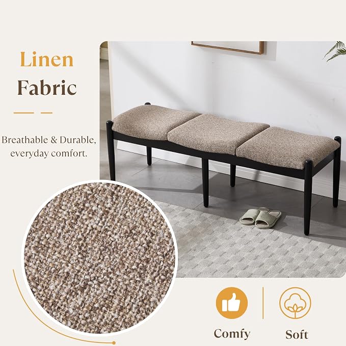 Modern Bedroom End of Bed Bench, Upholstered Entryway Bench Bed Ottoman Bench - Image 6