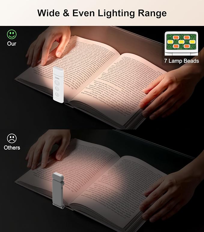 Gritin Book Light Rechargeable, Clip on LED Reading Light - Image 5