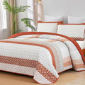 WONGS BEDDING Boho Quilt Set King Size, Stripe Bedspread Sets, Burnt Orange | by WONGSBEDDING