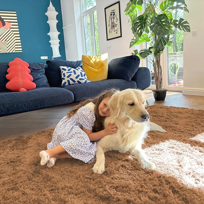 OLANLY Area Rugs for Living Room Bedroom, Machine Washable 4x5.9 ft Soft Fluffy - Image 3