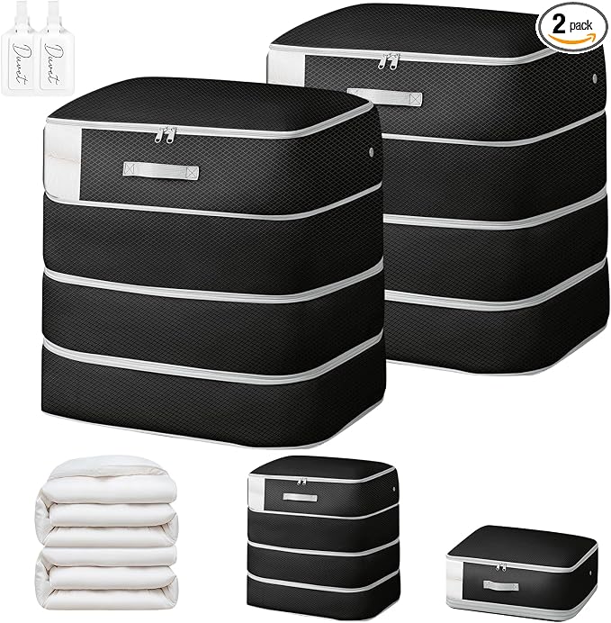Comforter Storage Bag - 130L Large Capacity Blanket Storage Bags 4-Layer Ultra by EasortmPackingCubes