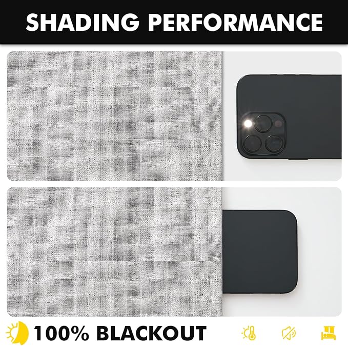 MIULEE 100% Blackout Linen Curtains 42 x 84 Inch Greyish White 2 Panels | - Image 7