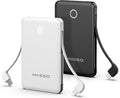 6000mah Ultra Slim Built in Cables Power Bank, Card Size Built in USB C Cords Battery Pack Portable Charger for Phones, 3 Output External Battery Pack Compatible with iPhone, 2-Pack Black & White