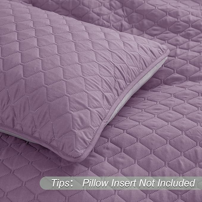 Exclusivo Mezcla Reversible Twin Quilt Bedding Set, Dusty Lavender | - Image 5