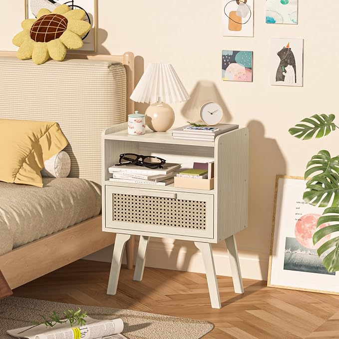 Lerliuo Rattan Nightstand, Side Table - Image 4