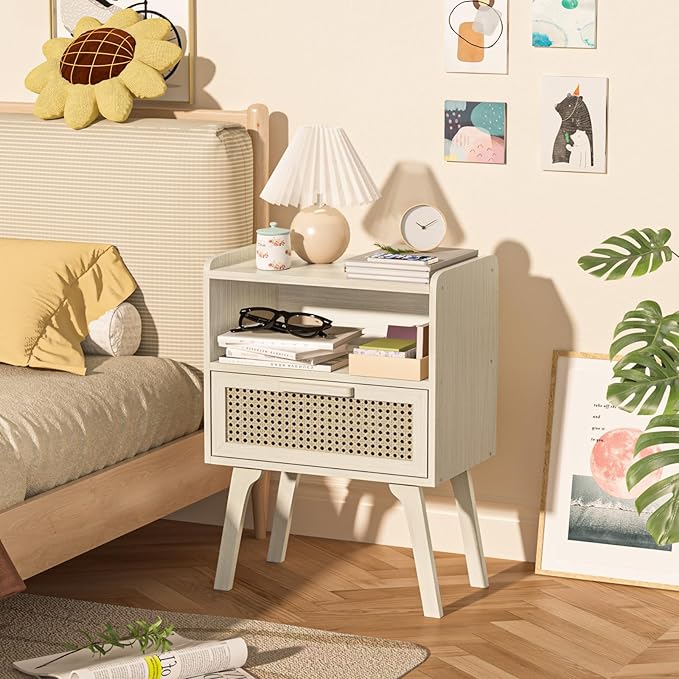 Lerliuo Rattan Nightstands Set of 2, Side Table - Image 4