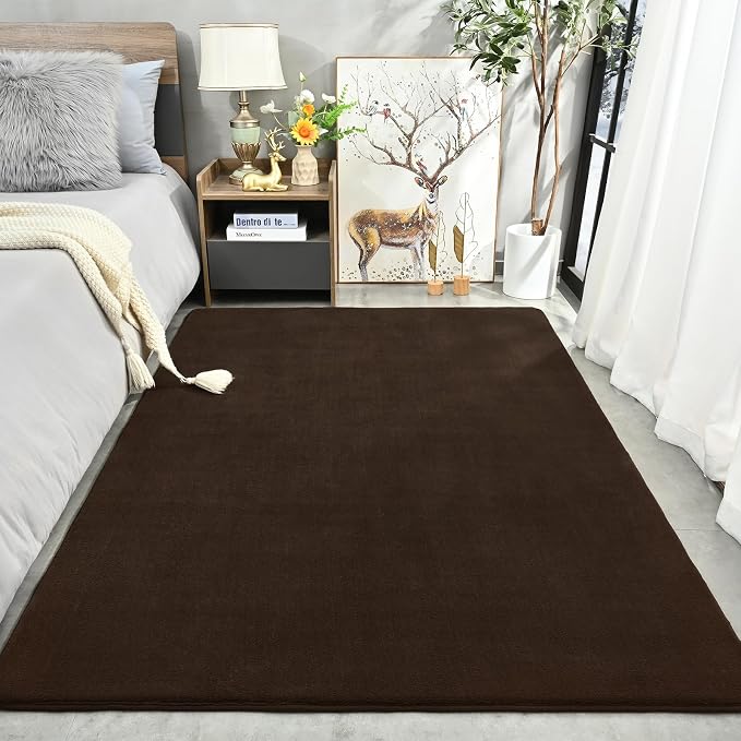 Large Area Rugs for Bedroom Living Room, 6x9 Brown Memory Foam Rug | Thickened - Image 2
