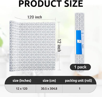RAY STAR 12X120 Inch Shelf Liner for Kitchen Cabinets, Non-Adhesive Cabinet Liner Washable, PVC Drawer Liner for Dresser Non-Slip Bathroom (Black Floral)(1 Roll)