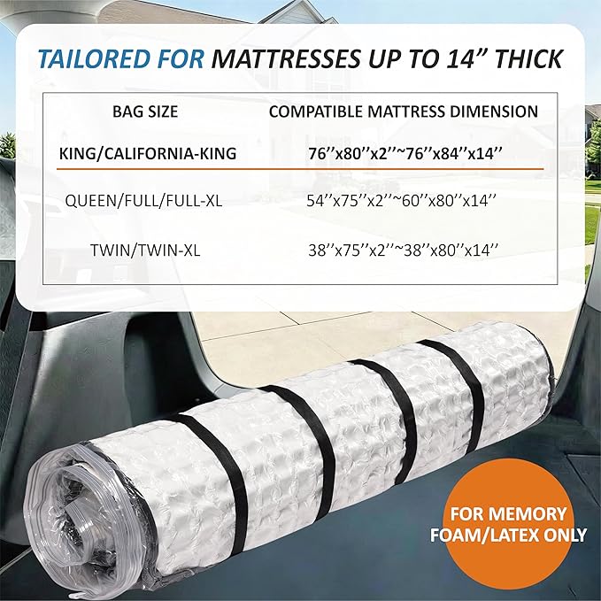 Foam Mattress Vacuum Bag with 4 Adjustable Straps, King/California-King | - Image 4