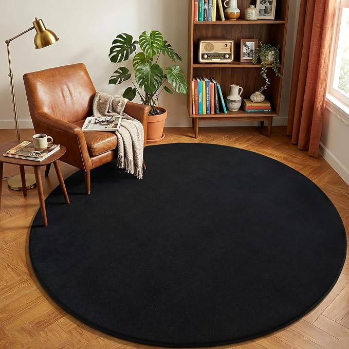 Black Round Area Rugs 5ft Circle Rugs by AmeareaDirect