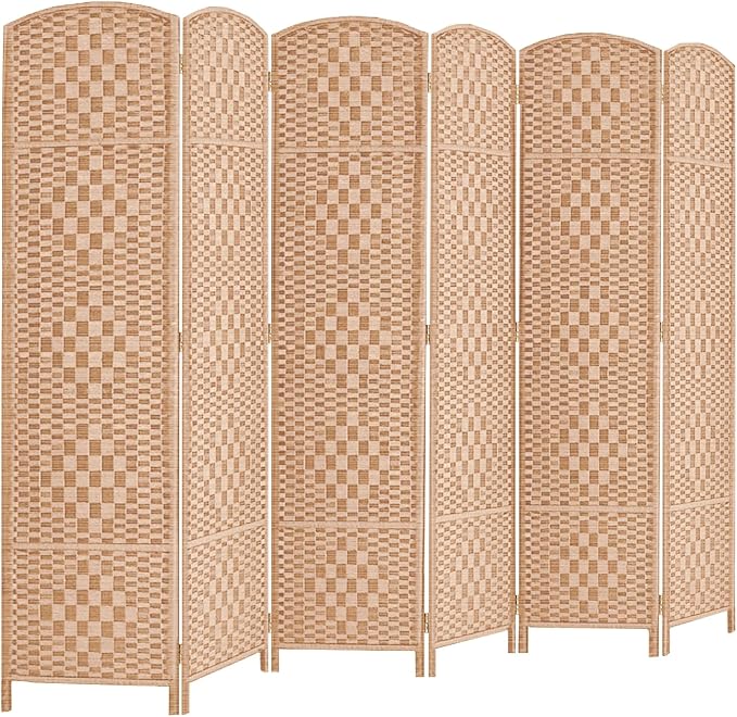 RHF Room Divider Panel, 6Panel Partition Room Dividers, Wall Divider, Natural | by RoseHomeFashion