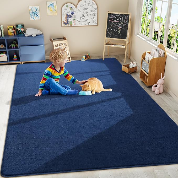 Navy Blue Area Rugs for Bedroom Living Room, 6x9 Memory Foam Rug | Thickened - Image 9