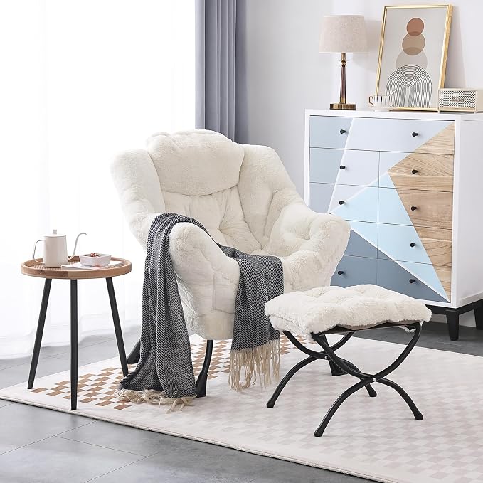 Lazy Chair with Ottoman, Comfy Accent Reading Chair - Image 2