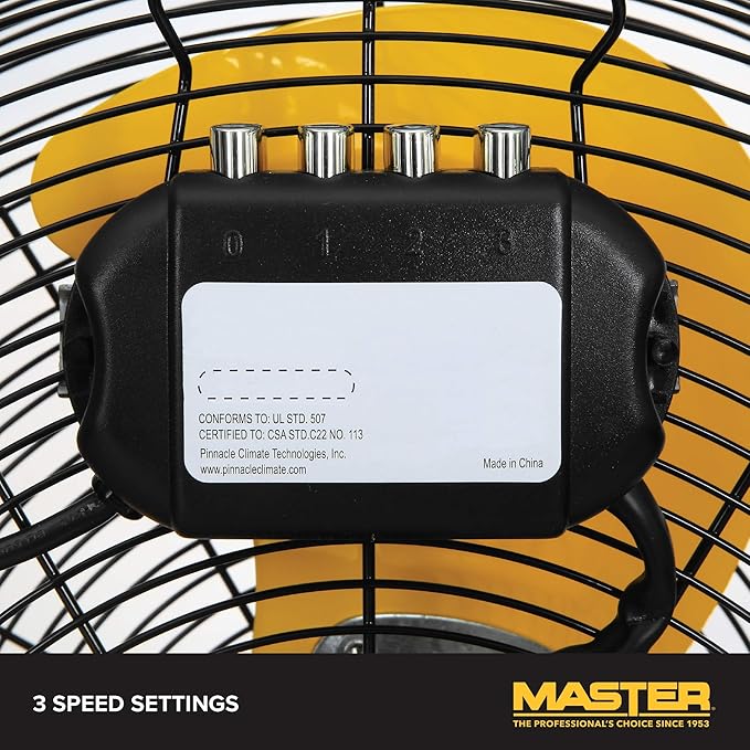 Master 20" Industrial High Velocity Floor Fan with 3 Speed Settings. Use for Shop, Garage or Warehouse. All Metal Construction (MAC-20F)