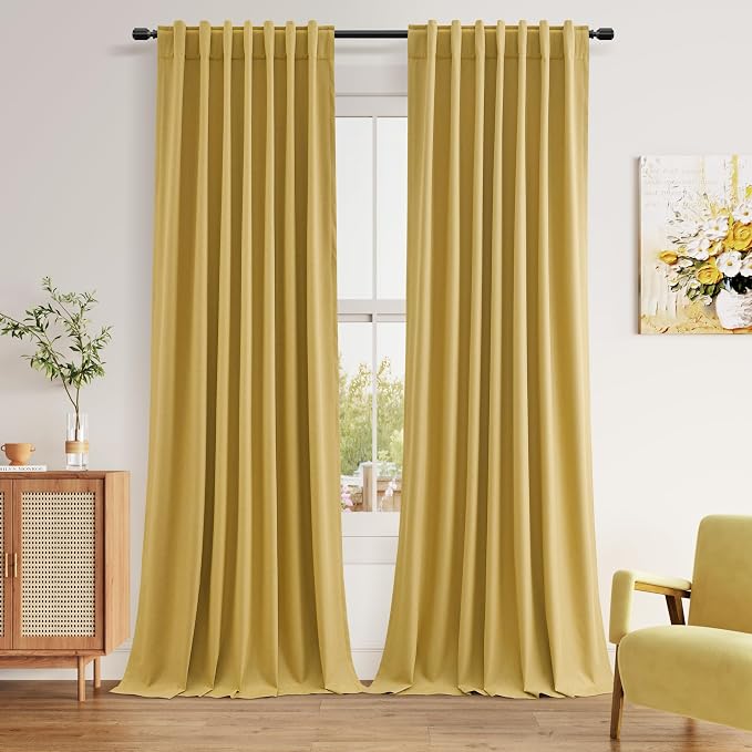 100% Blackout Curtains 96 Inch Length 2 Panels Set by Guken
