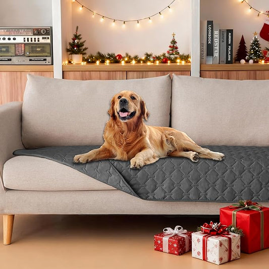 gogobunny 3X Stronger Waterproof Pet Blanket, Scratch Proof Furniture Protector for Dogs Cats, Reversible Cover 30x70 Inch, Dark Grey