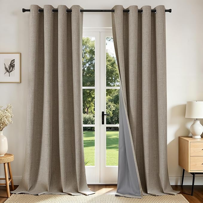 Joydeco Linen Curtains for Bedroom Windows 108 Inches Long by JOYDECO