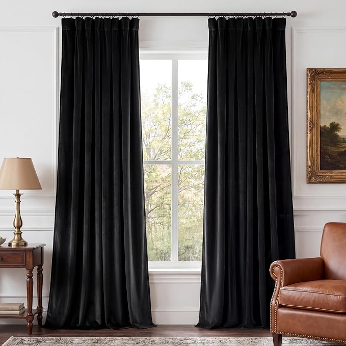 Black Blackout Velvet Curtains 108 inches by StangH