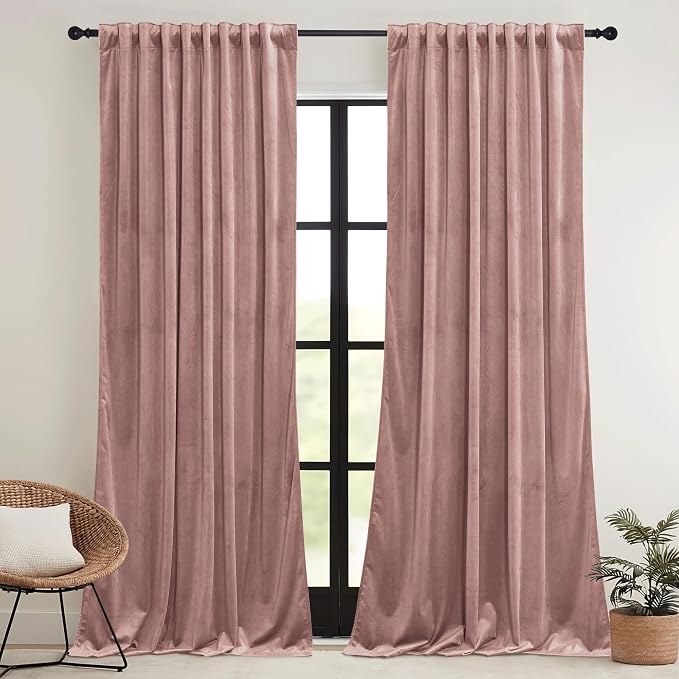 RYB HOME Dusty Pink Velvet Curtains by RYBHOME