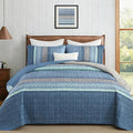 Cottolester Blue Quilt Set King, All Seasons Microfiber Quilt Bedding Sets by Cottolester