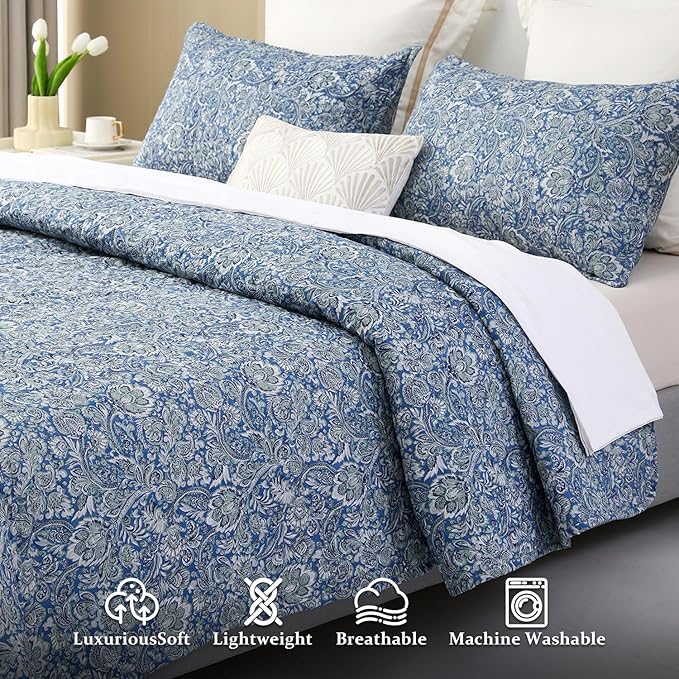 DURLENGEN Quilt Set King Size 3Pcs, Soft Microfiber Lightweight Bedspread - Image 3