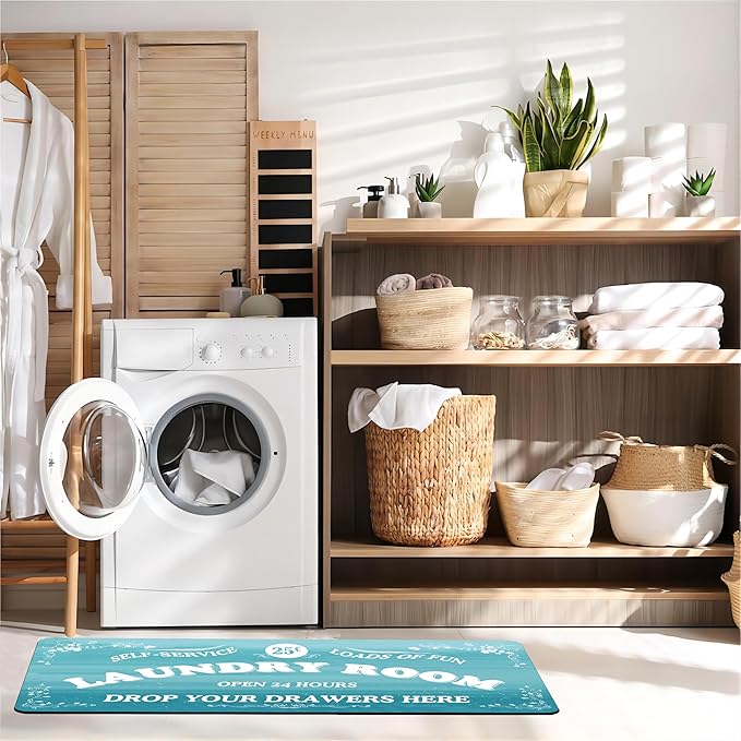 Zoke Laundry Room Rug Runner Stylish Non-Slip Laundry Room Mat 24"x72", Versatile, Waterproof Runner for Laundry, Kitchen, and Bathroom, Mudroom Decor and Farmhouse Charm