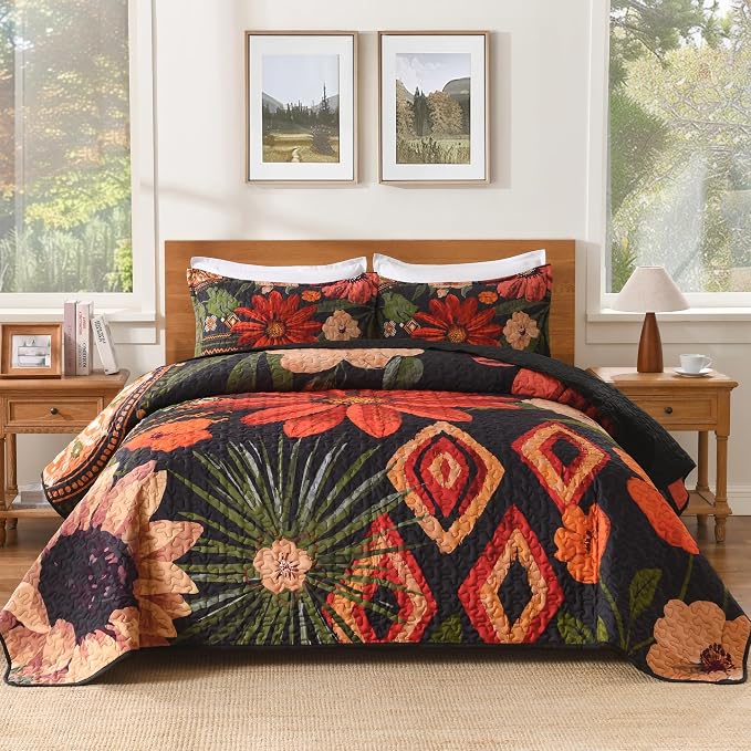 Quilt King Size, Reversible Polyester Coverlet Set by Andency