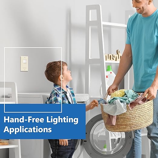 LIDER Motion Sensor Switch with Wall Plate, PIR Sensor Light Switch, Occupancy & Vacancy Modes, No Neutral Wire Required, 120V, 60Hz, 150W LED/CFL, Single Pole, LPS-1P-LAWP2P, Light Almond, 2 Pack