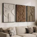 Large 3D Textured Framed Neutral Abstract Wall Art by Cuspin