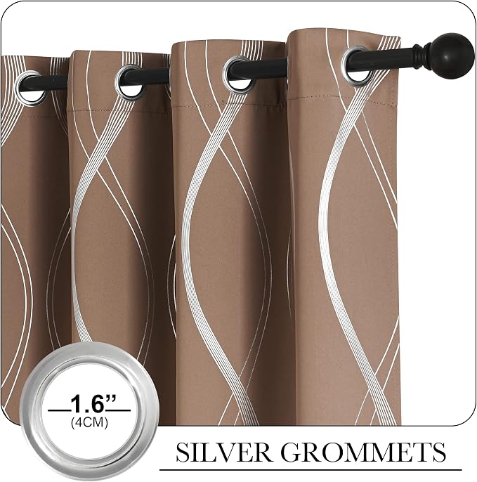 NICETOWN Blackout Curtains for Bedroom, Foil Printed Wave Lines Energy Saving - Image 3