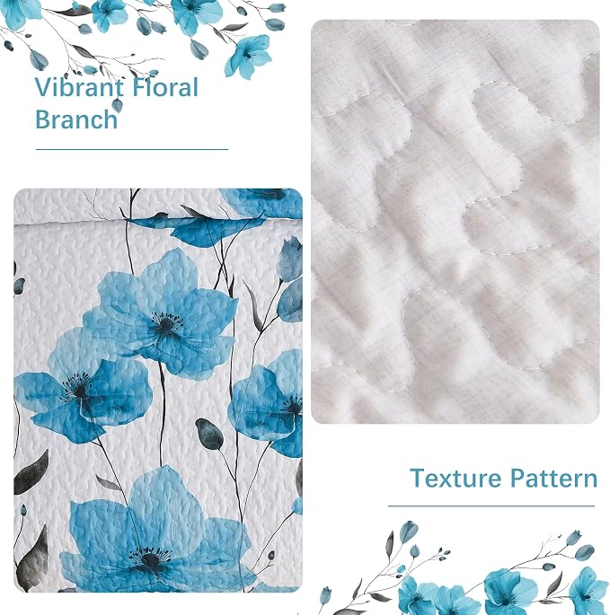 Mybedsoul Full/Queen Quilt Set Teal, Reversible Polyester Coverlet Set - Image 5