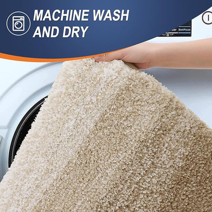 OLANLY Bathroom Runner Rugs 54x24, Extra Soft Absorbent Microfiber Bath Rugs, Rubber Backing, Quick Dry, Machine Washable Bath Mats for Bathroom Floor, Tub and Shower, Home Decor Accessories, Tan