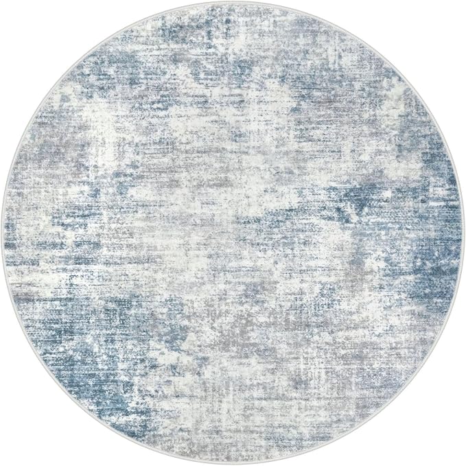 Abstract Round Area Rug 6 Ft Washable Circle Rugs Large Round Rug Non Slip Thin - Image 9