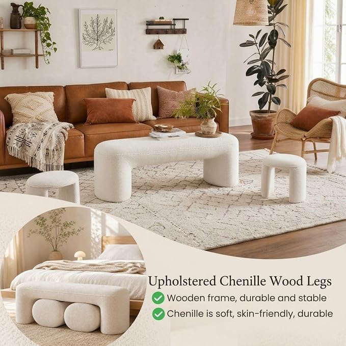 53" 3-Piece Nesting Ottoman Bench Set - Image 4