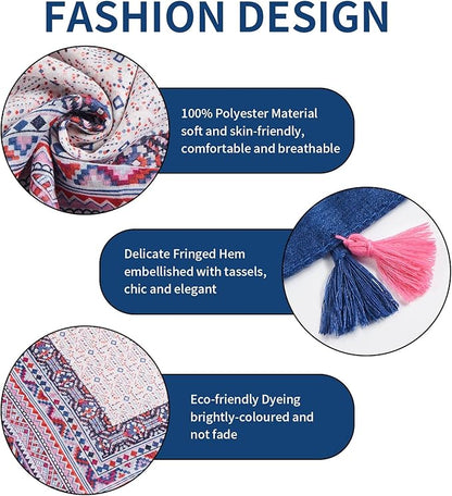 Scarf for Women Lightweight Soft Floral Leopard Printed Scarves Fall Winter Fashion Shawl Wrap with Fringe