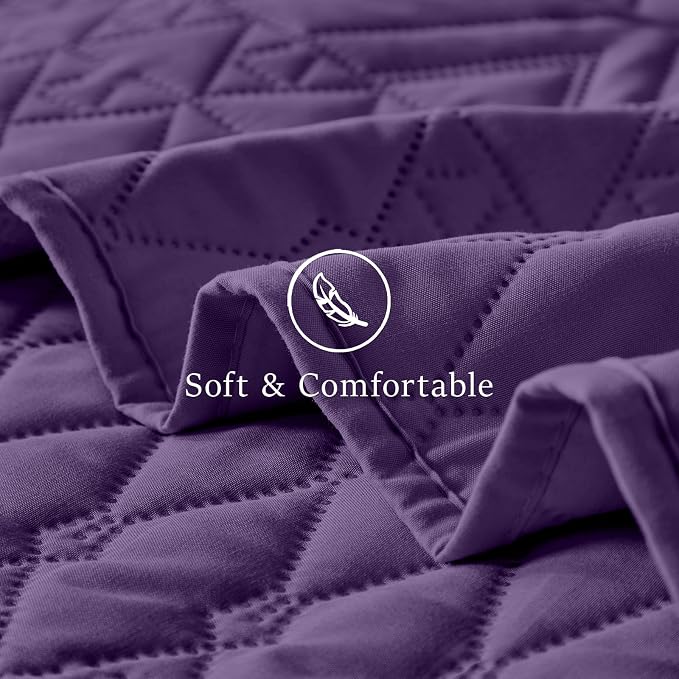 akkialla Twin Quilt Set, Dark Purple Lightweight Microfiber Bedspread Coverlet - Image 6