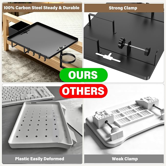 Bedside Shelf, Metal Bed Shelf For Dorm Room Clip On Floating Tray | College - Image 4