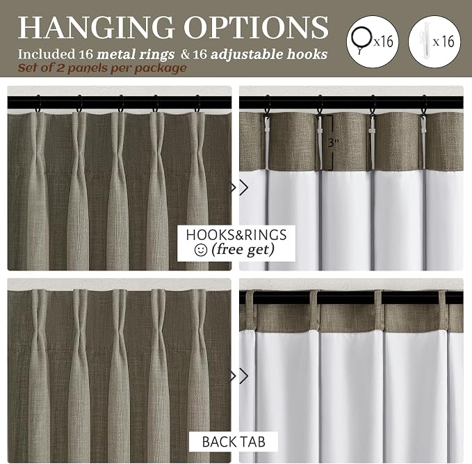 Extra Long 120 Inch Sepia Ebony Blackout Bedroom Curtains 2 Panels Set - Image 8