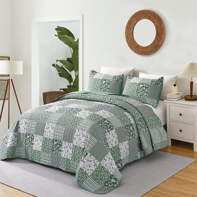 Mybedsoul Boho Quilt King Size, Patchwork Reversible Bedding Set, 3 Pieces - Image 2