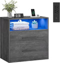 VASAGLE 23.6 Nightstands, LED Lights, Charging Station, 2 Drawers | LED Lights by Unknown