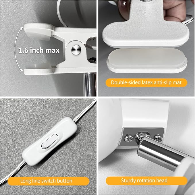 LED Small Clip Light, 5W Super Bright Reading Light, 330° Rotation Lamp - Image 4
