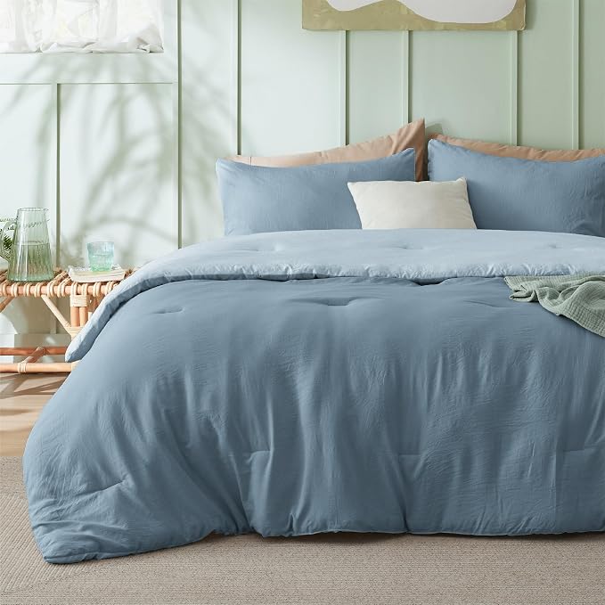 Bedsure California King Comforter Set, Mineral Blue Soft Prewashed Bedding - Image 2