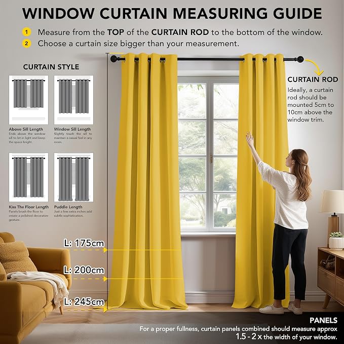 Deconovo Blackout Curtains for Bedroom and Living Room 90 Inches Long | Black - Image 7