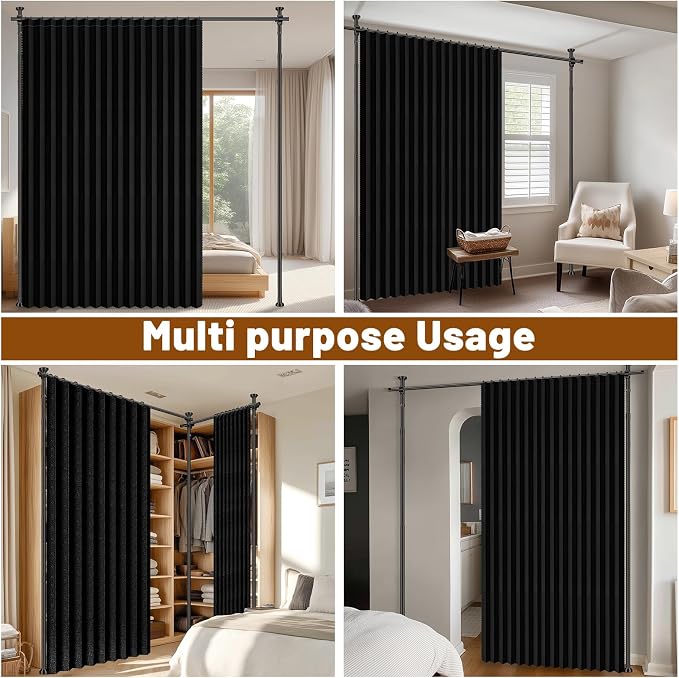 AJAZZ Room Divider Curtain+ Tension Curtain Rod No Drilling 43-120× 35-100 in - Image 4