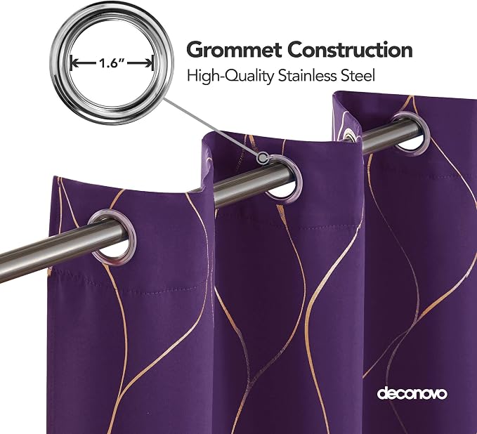 Deconovo Curtains for Living Room, Pattern Blackout Curtains 63 Inches Long | - Image 4