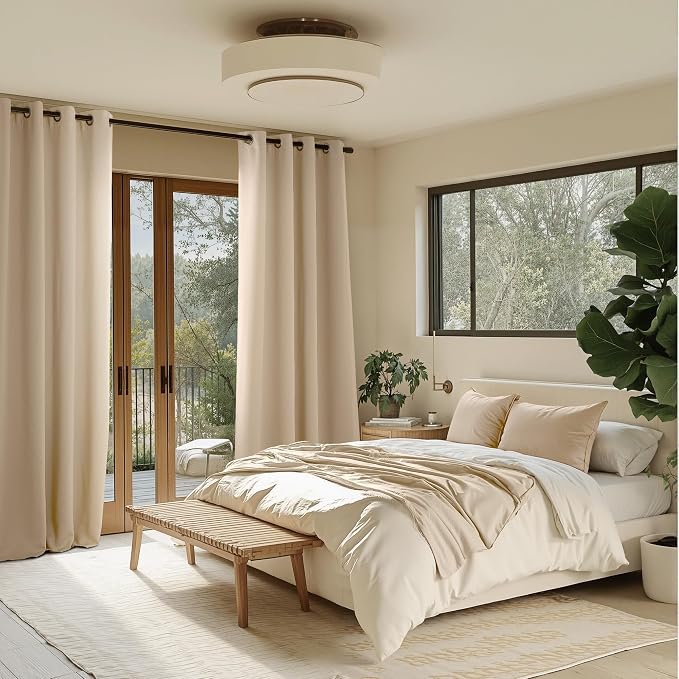 NICETOWN Beige Room Darkening Curtains 54 Inches Long 2 Panels - Image 2