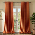 Elegant Orange Velvet Curtains 90 inch Length by PRIMROSE