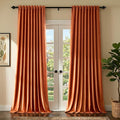 Orange Velvet Curtains 84 inch Long by PRIMROSE